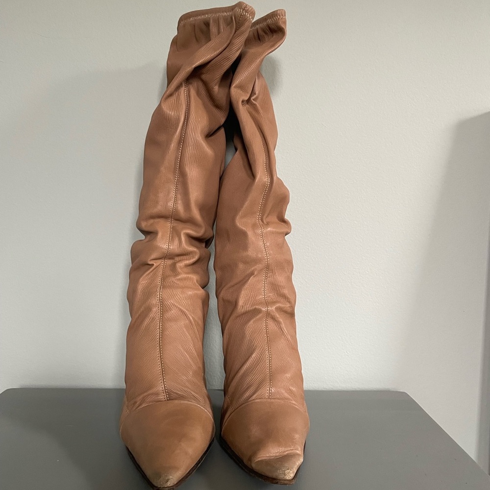 Sergio Rossi Slouchy Boots, Tan, 38.5